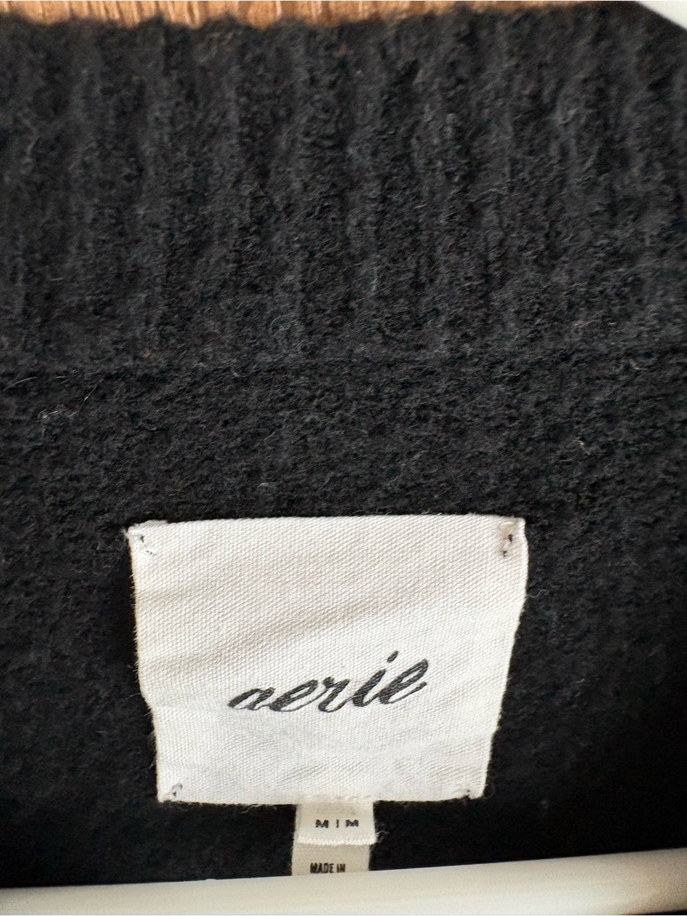 aerie Black Sweater with Cream Stripes - Picture 2 of 4